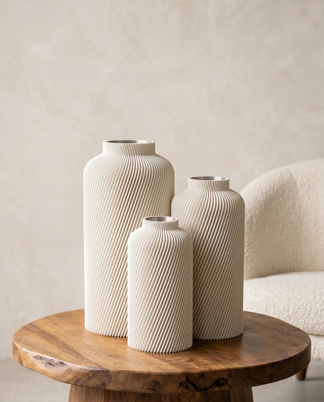 Three sand SILO vases in small, medium and large